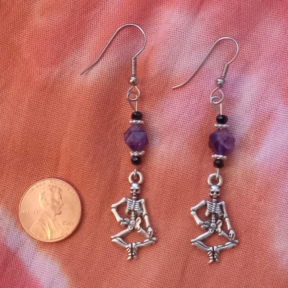 Handmade Skeleton Dangle Earrings - Picture 3 of 3